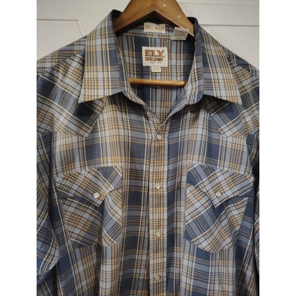 Ely Cattleman Men's Pearl Snap Western Shirt Size XLarge Tall Long Sleeve - Picture 4 of 7